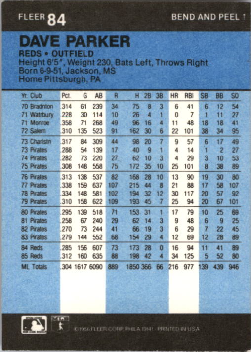 1986 Fleer Star Stickers Baseball - Picture 169 of 265