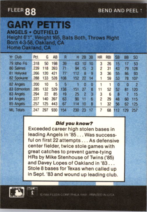 1986 Fleer Star Stickers Baseball - Picture 177 of 265