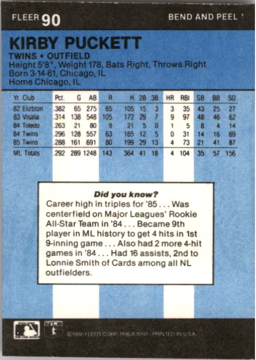 1986 Fleer Star Stickers Baseball - Picture 181 of 265