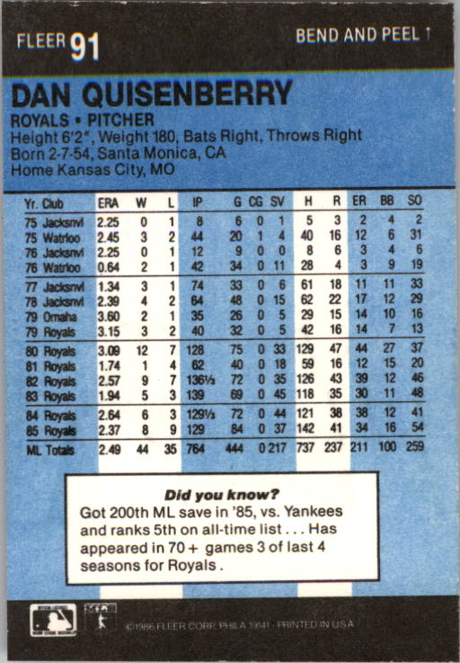 1986 Fleer Star Stickers Baseball - Picture 183 of 265
