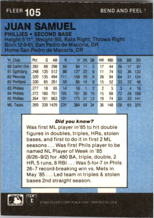 1986 Fleer Star Stickers Baseball - Picture 211 of 265