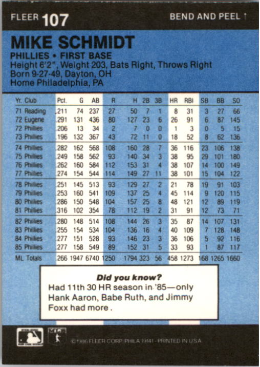 1986 Fleer Star Stickers Baseball - Picture 215 of 265