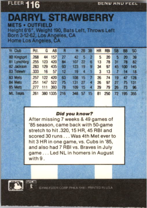 1986 Fleer Star Stickers Baseball - Picture 233 of 265
