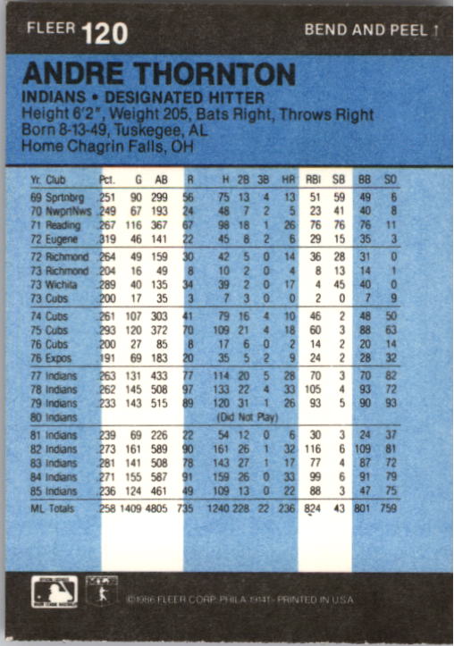 1986 Fleer Star Stickers Baseball - Picture 241 of 265