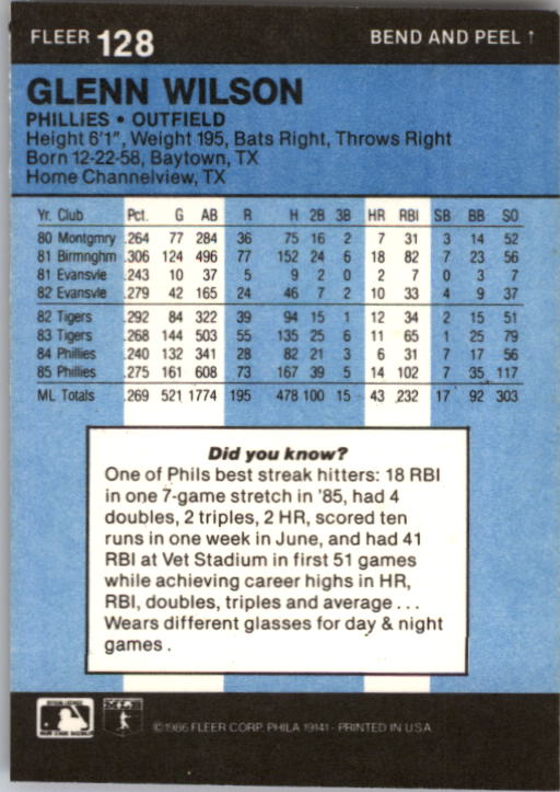 1986 Fleer Star Stickers Baseball - Picture 257 of 265