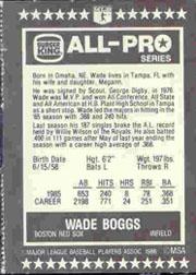 1986 Burger King All-Pro #9 Wade Boggs back image