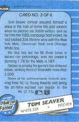 1986 Fleer Future Hall of Famers #3 Tom Seaver back image