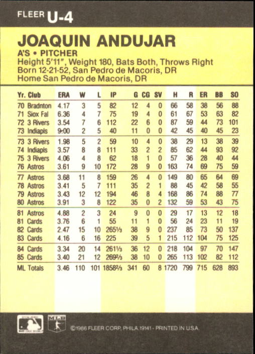 1986 Fleer Update Baseball "Main Set" Cards #U1 to #U132 - Picture 9 of 265