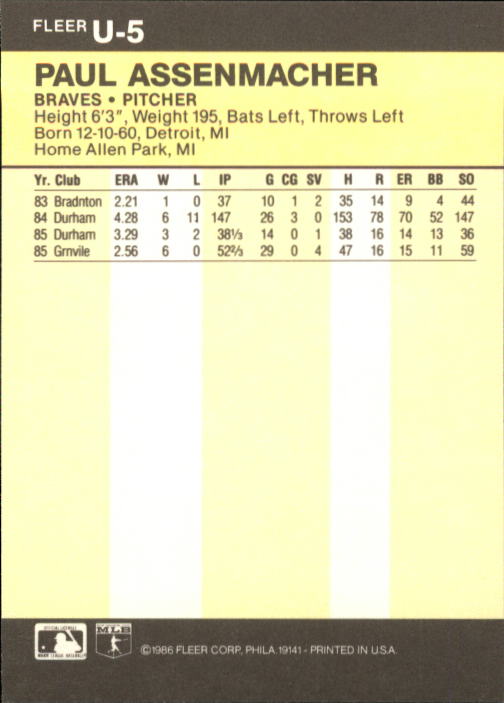 1986 Fleer Update Baseball "Main Set" Cards #U1 to #U132 - Picture 11 of 265