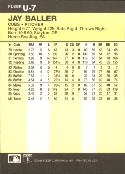 1986 Fleer Update Baseball "Main Set" Cards #U1 to #U132 - Picture 15 of 265