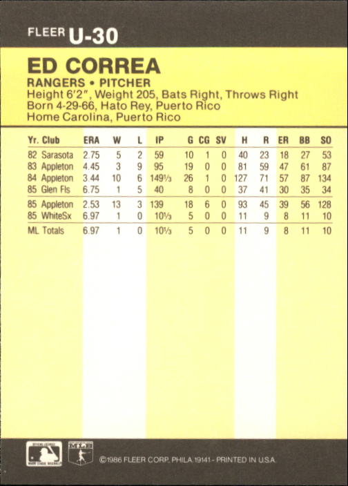 1986 Fleer Update Baseball "Main Set" Cards #U1 to #U132 - Picture 61 of 265