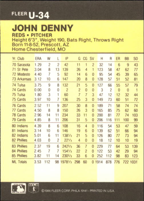 1986 Fleer Update Baseball "Main Set" Cards #U1 to #U132 - Picture 69 of 265