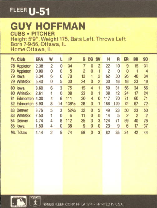 1986 Fleer Update Baseball "Main Set" Cards #U1 to #U132 - Picture 103 of 265