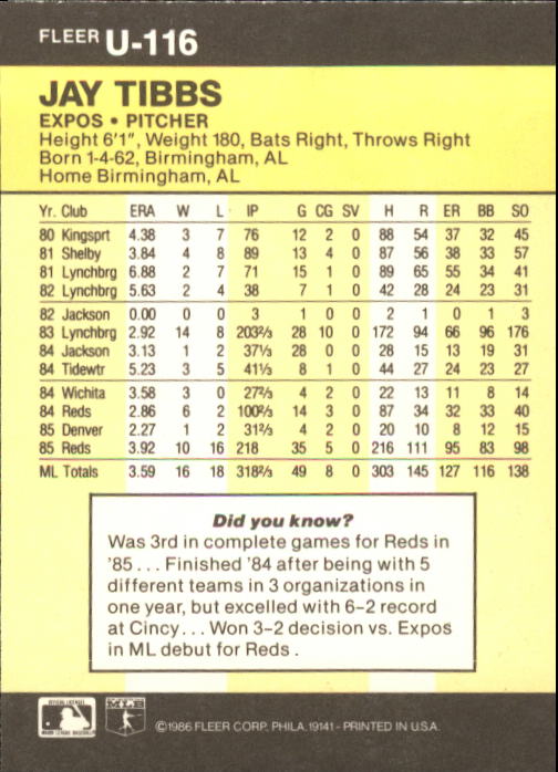 1986 Fleer Update Baseball "Main Set" Cards #U1 to #U132 - Picture 233 of 265