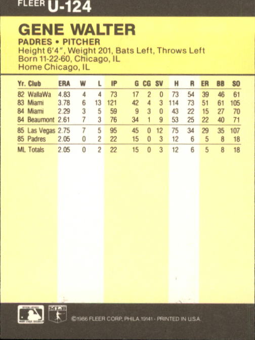 1986 Fleer Update Baseball "Main Set" Cards #U1 to #U132 - Picture 249 of 265