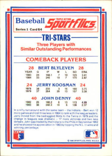 1986 Sportflics #64 Comeback Players back image