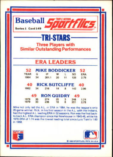 1986 Sportflics #149 ERA Leaders back image