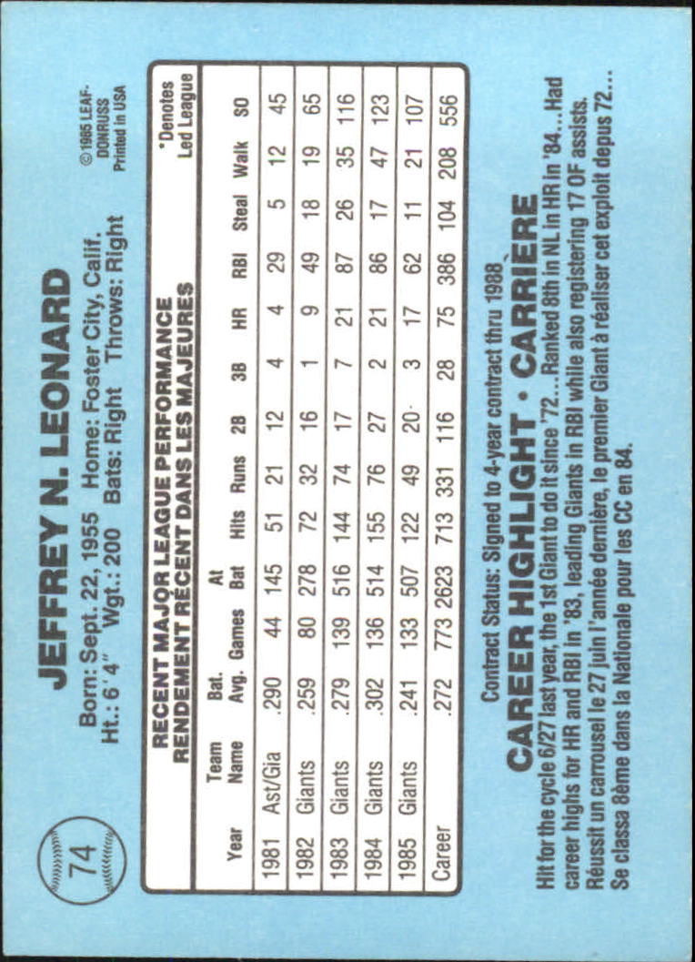 1986 Leaf/Donruss Baseball Card Pick (Base) - Bild 49 von 307