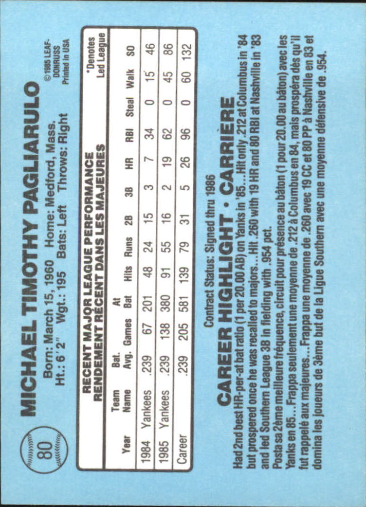 1986 Leaf/Donruss Baseball Card Pick (Base) - Bild 57 von 307