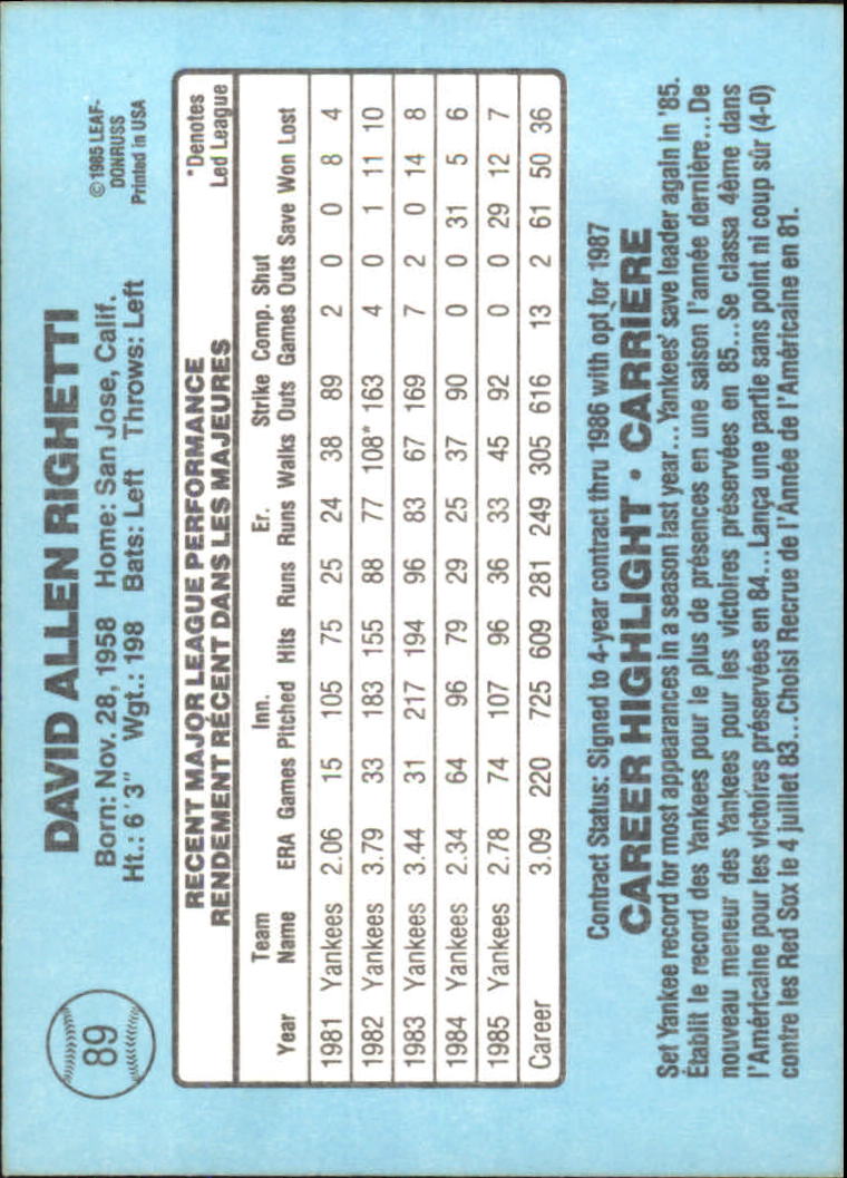 1986 Leaf/Donruss Baseball Card Pick (Base) - Bild 67 von 307