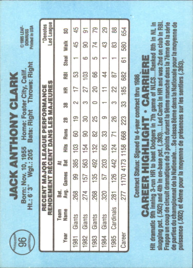 1986 Leaf/Donruss Baseball Card Pick (Base) - Bild 75 von 307
