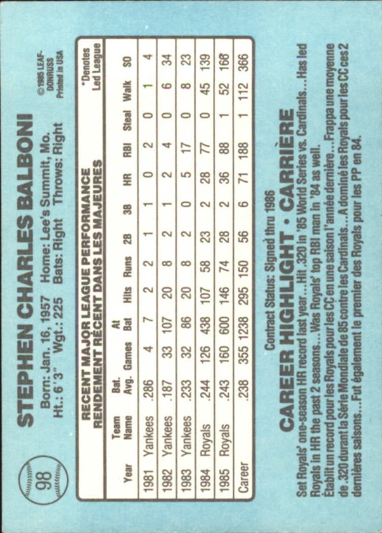 1986 Leaf/Donruss Baseball Card Pick (Base) - Bild 79 von 307