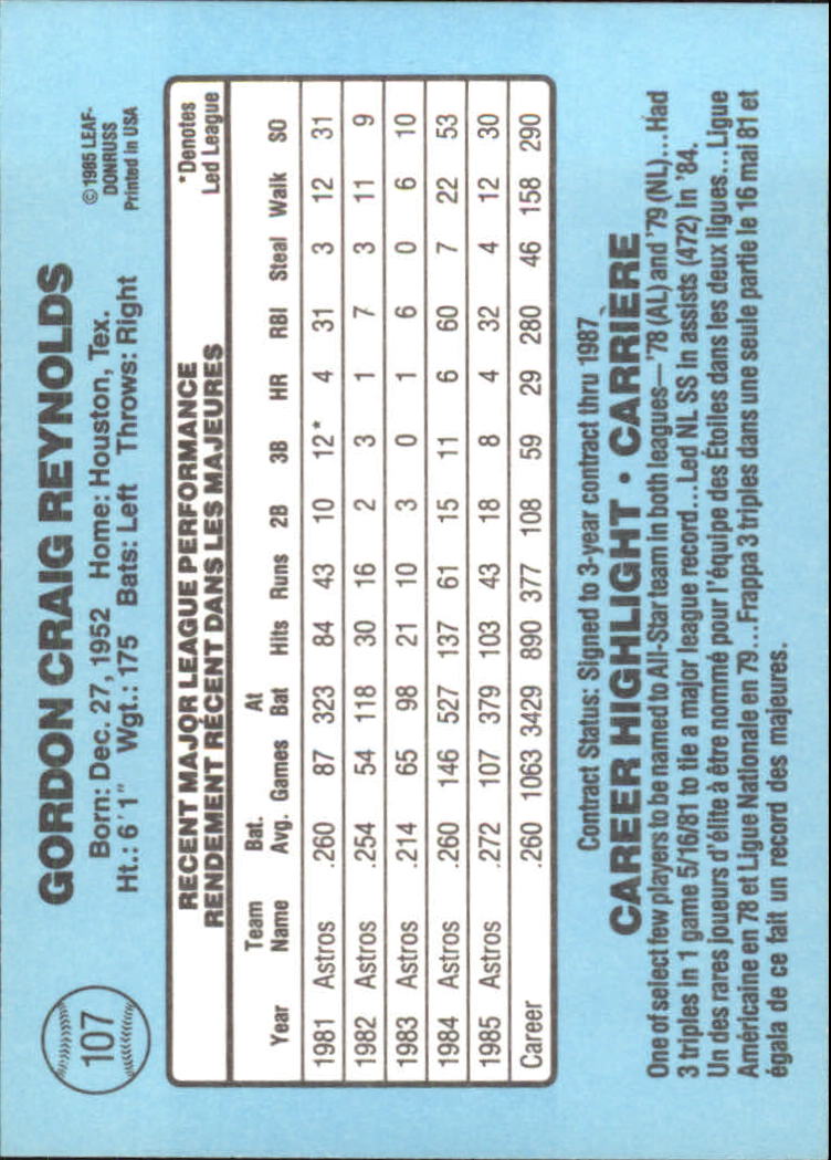 1986 Leaf/Donruss Baseball Card Pick (Base) - Bild 89 von 307