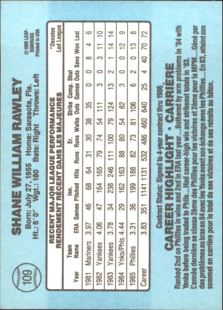 1986 Leaf/Donruss Baseball Card Pick (Base) - Bild 93 von 307