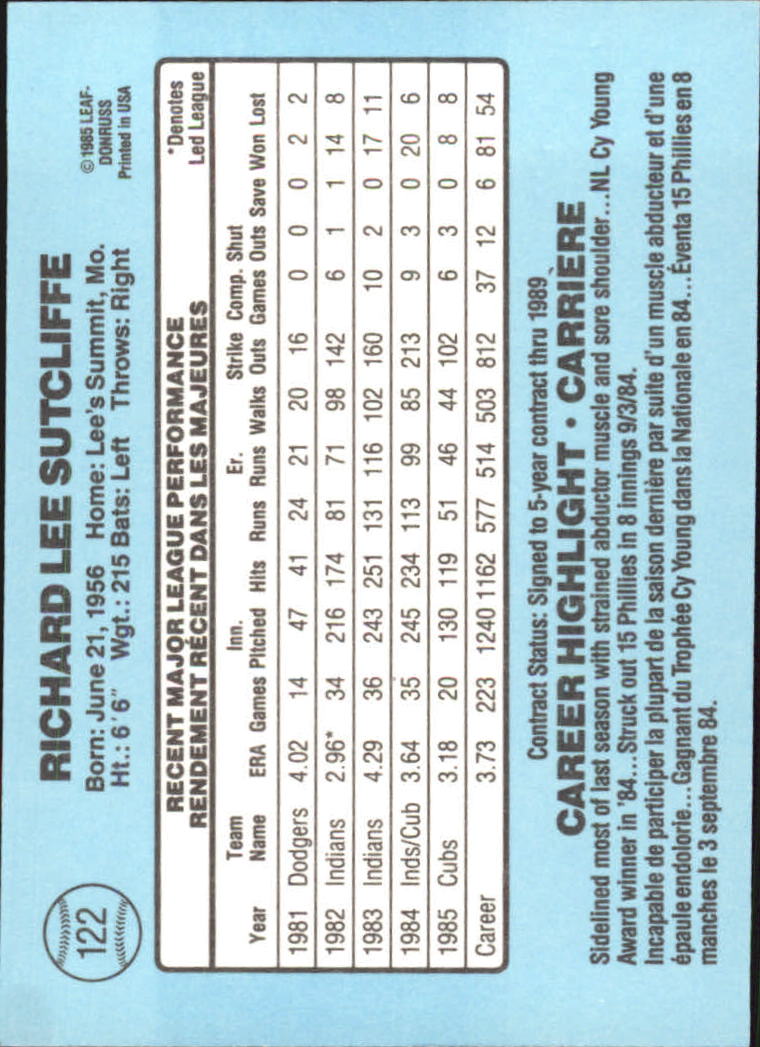 1986 Leaf/Donruss Baseball Card Pick (Base) - Bild 115 von 307