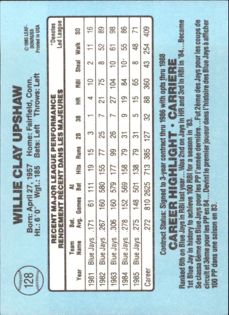 1986 Leaf/Donruss Baseball Card Pick (Base) - Bild 121 von 307