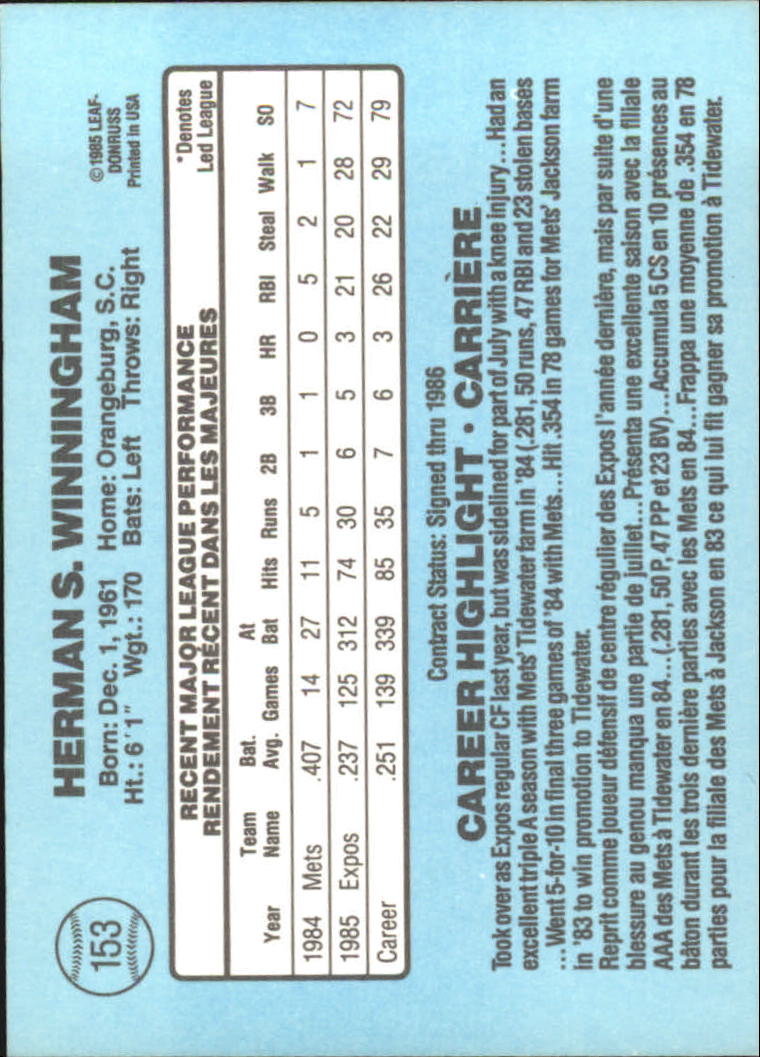 1986 Leaf/Donruss Baseball Card Pick (Base) - Bild 155 von 307