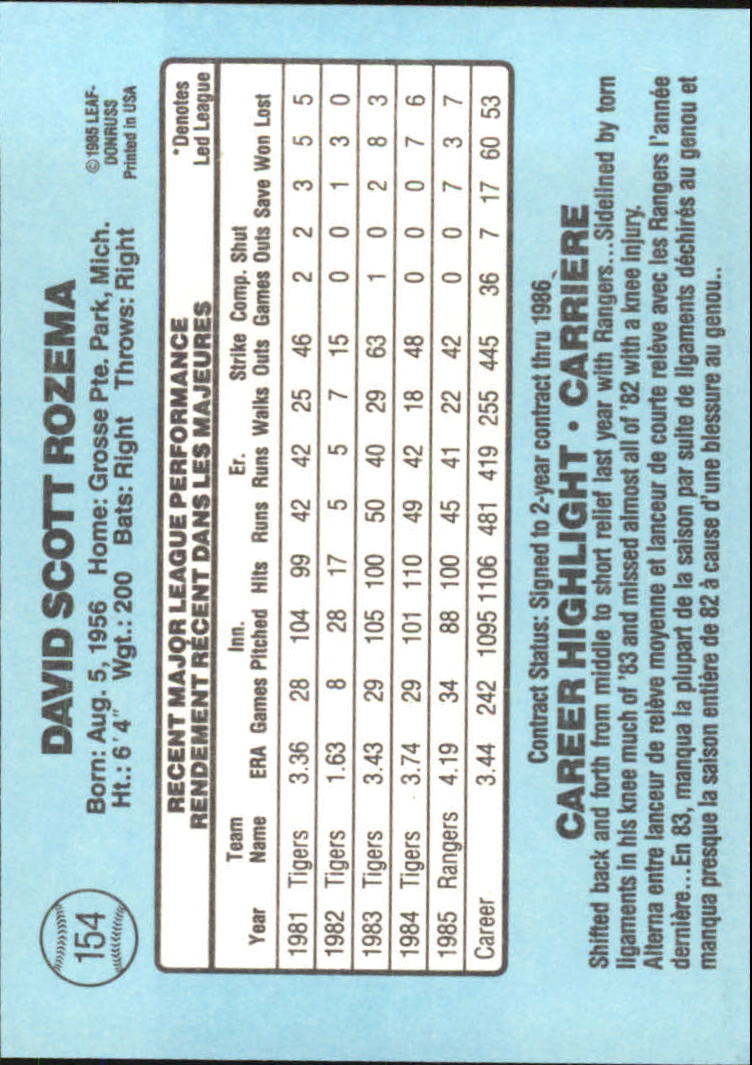 1986 Leaf/Donruss Baseball Card Pick (Base) - Bild 157 von 307