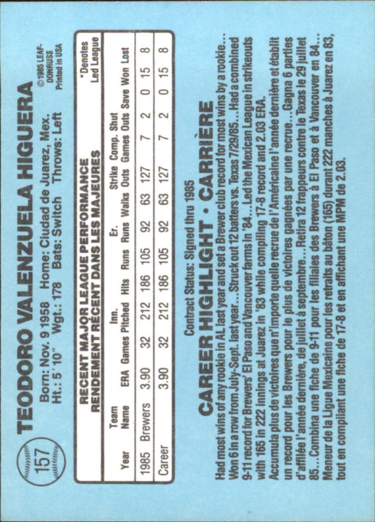 1986 Leaf/Donruss Baseball Card Pick (Base) - Bild 163 von 307