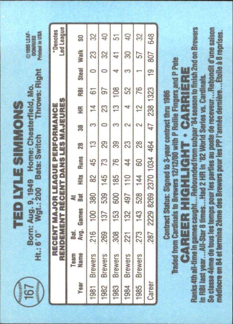 1986 Leaf/Donruss Baseball Card Pick (Base) - Bild 175 von 307