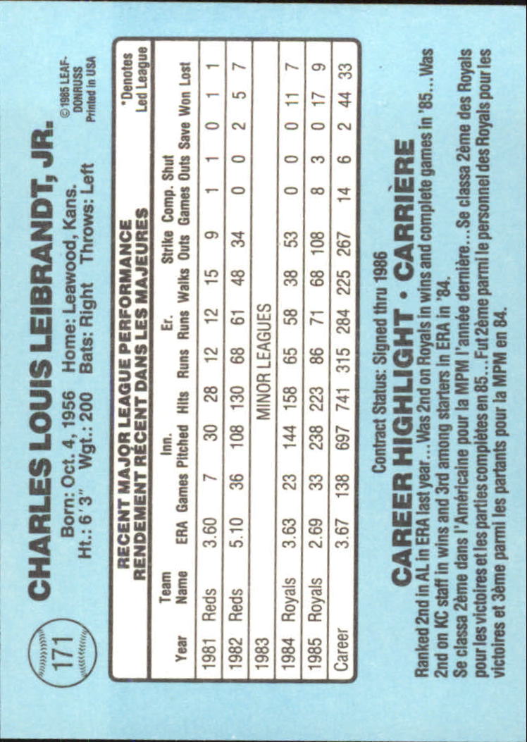 1986 Leaf/Donruss Baseball Card Pick (Base) - Bild 181 von 307
