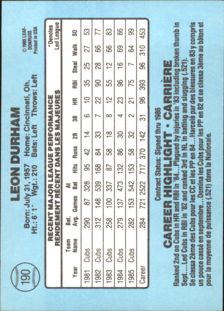 1986 Leaf/Donruss Baseball Card Pick (Base) - Bild 209 von 307