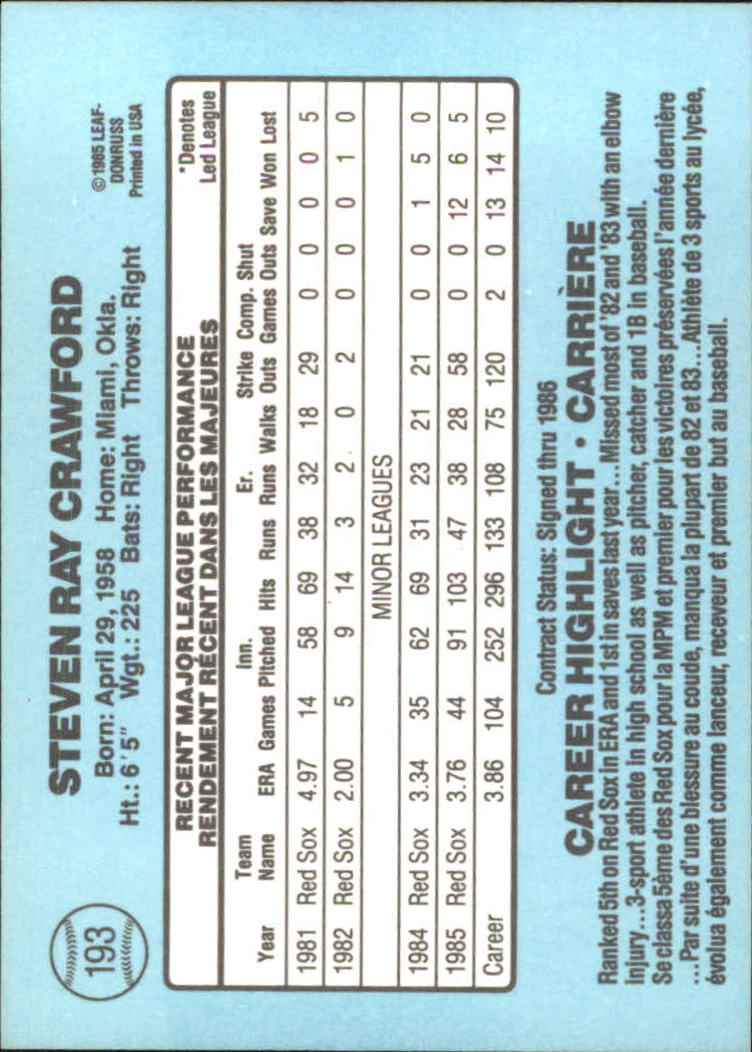 1986 Leaf/Donruss Baseball Card Pick (Base) - Bild 211 von 307