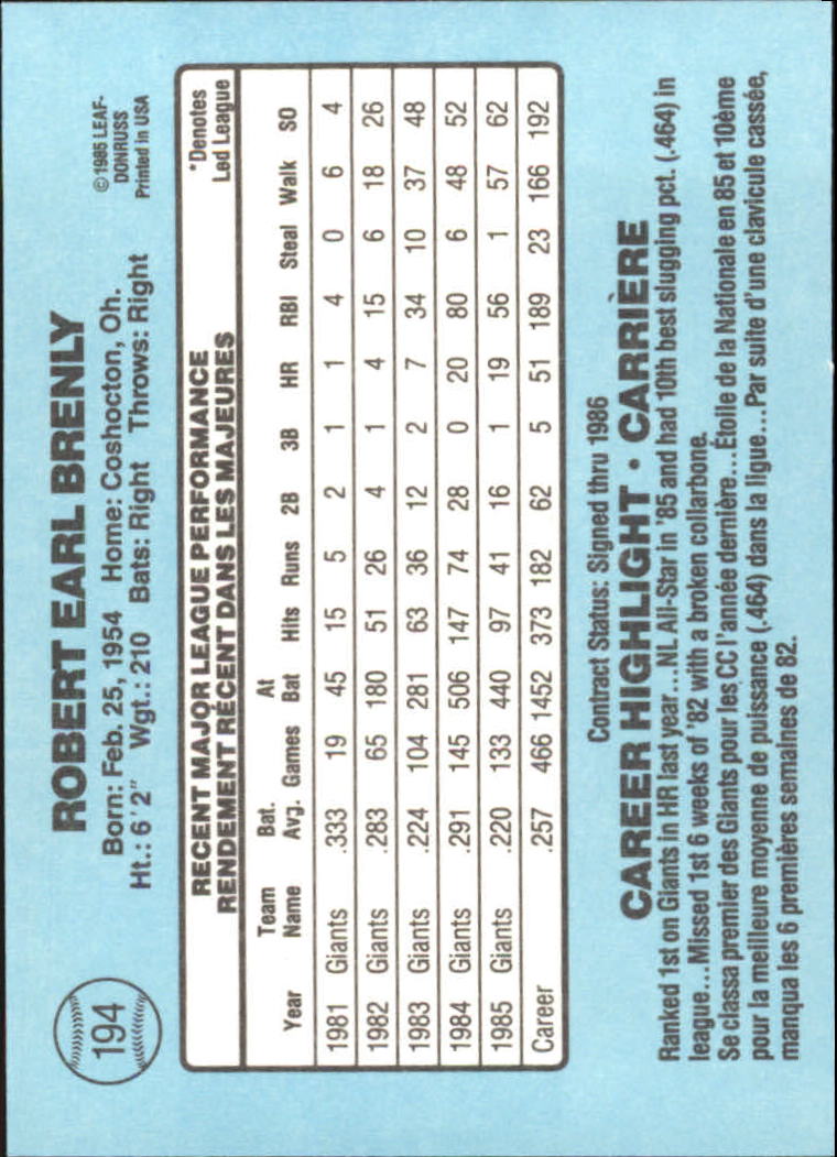 1986 Leaf/Donruss Baseball Card Pick (Base) - Bild 213 von 307