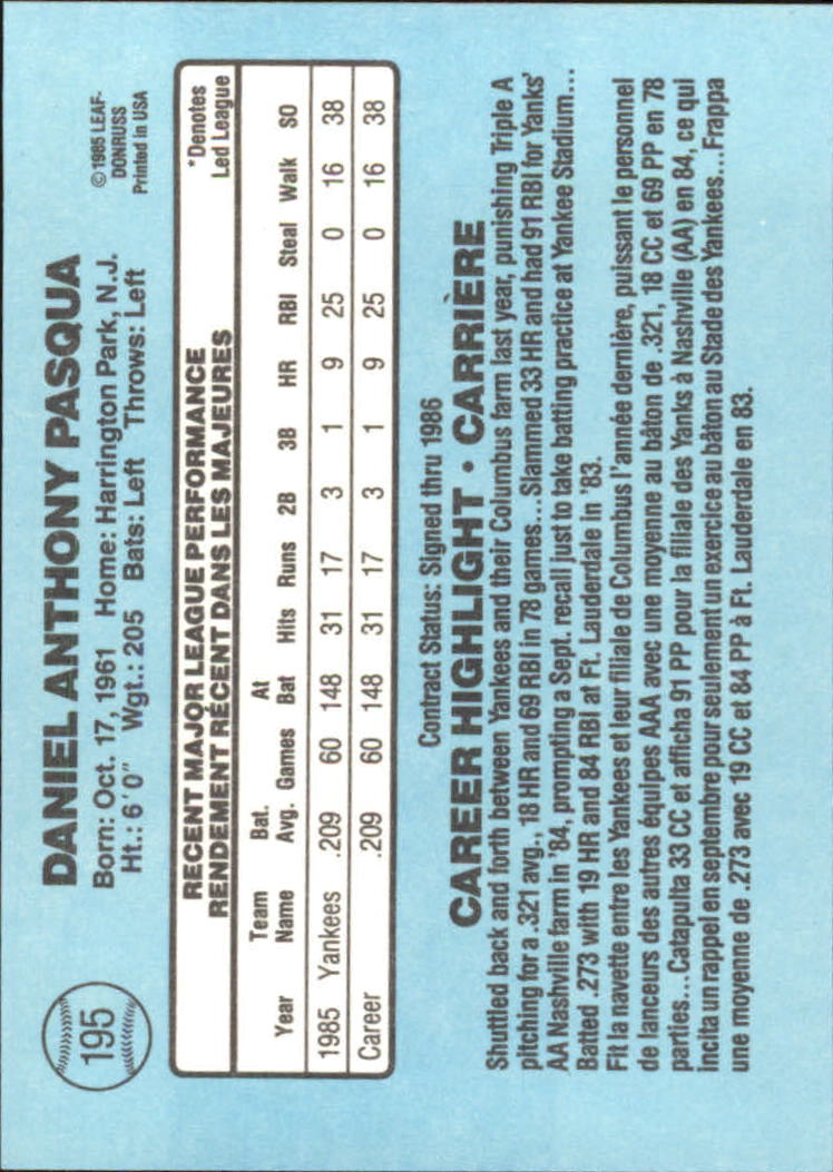 1986 Leaf/Donruss Baseball Card Pick (Base) - Bild 215 von 307
