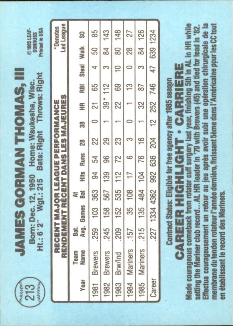 1986 Leaf/Donruss Baseball Card Pick (Base) - Bild 237 von 307
