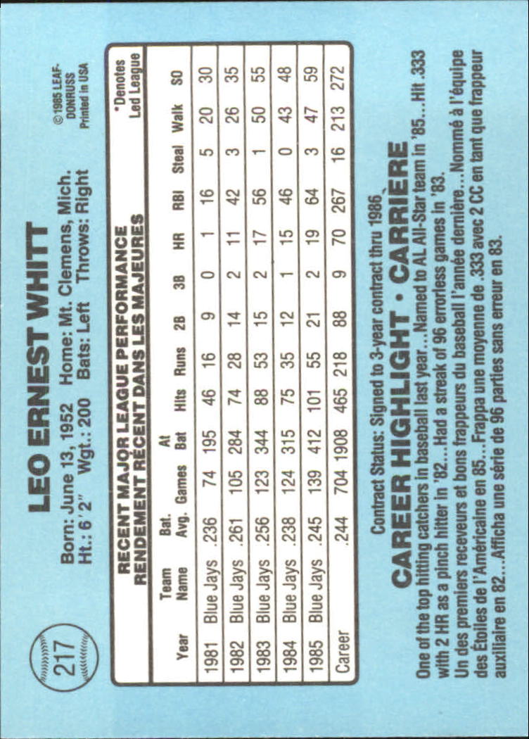 1986 Leaf/Donruss Baseball Card Pick (Base) - Bild 239 von 307