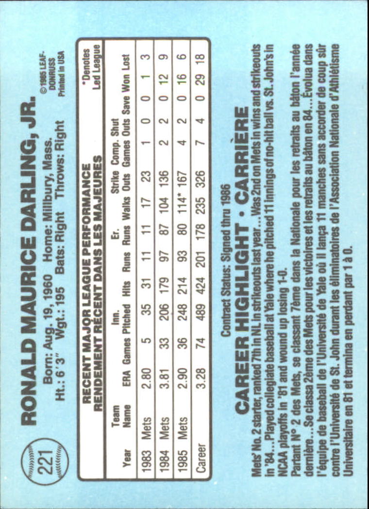 1986 Leaf/Donruss Baseball Card Pick (Base) - Bild 247 von 307