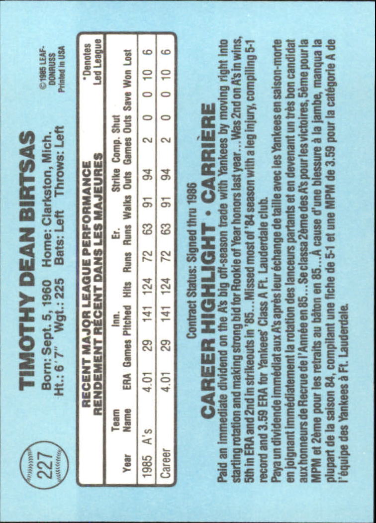1986 Leaf/Donruss Baseball Card Pick (Base) - Bild 257 von 307