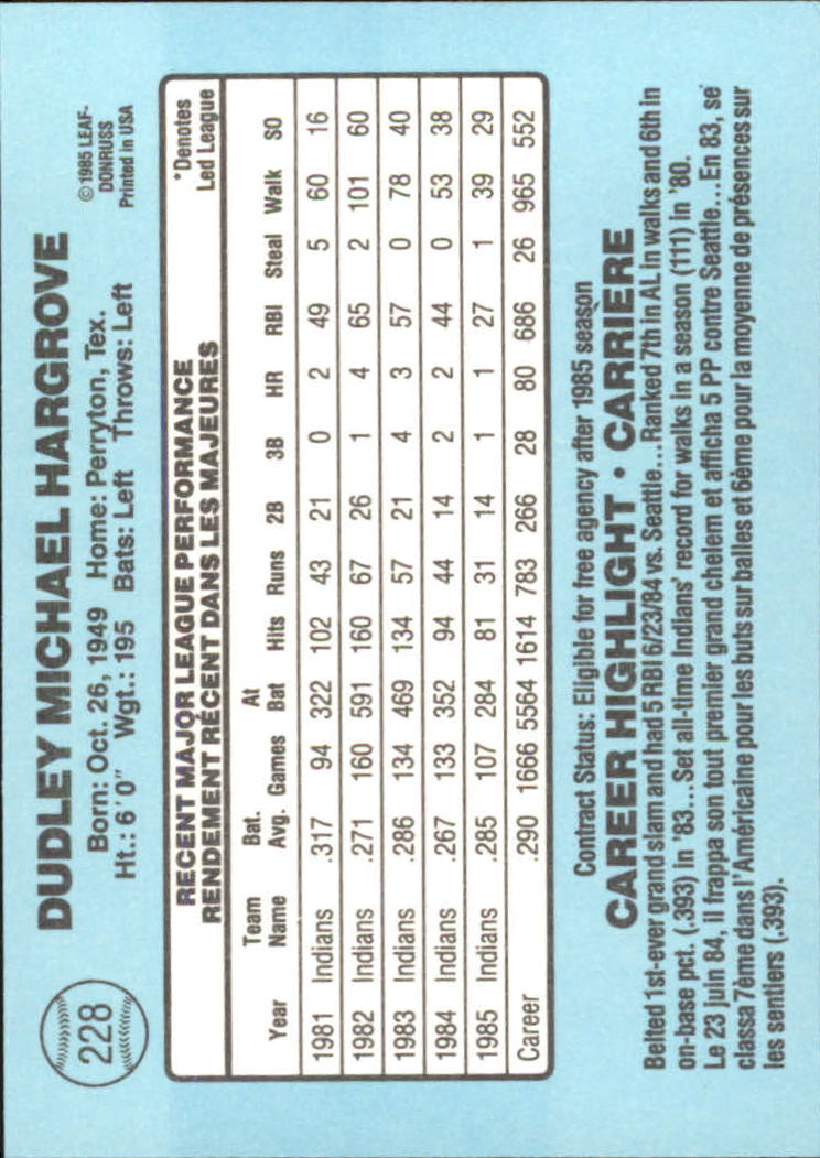 1986 Leaf/Donruss Baseball Card Pick (Base) - Bild 259 von 307