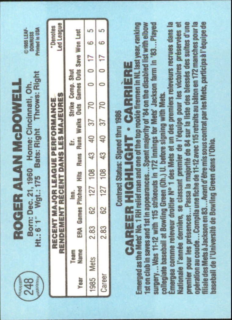 1986 Leaf/Donruss Baseball Card Pick (Base) - Bild 285 von 307