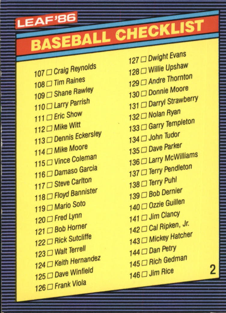 1986 Leaf/Donruss Baseball Card Pick (Base) - Bild 304 von 307