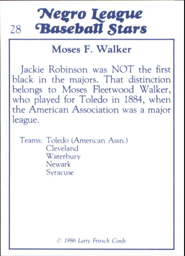  1994 Ted Williams Baseball #114 Moses Walker Toledo