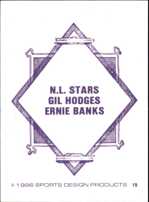 1986 Sports Design J.D. McCarthy #19 Gil Hodges/Ernie Banks back image
