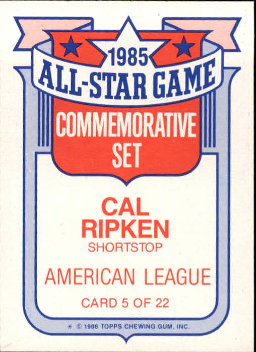 1986 Topps Glossy All-Stars #5 Cal Ripken back image