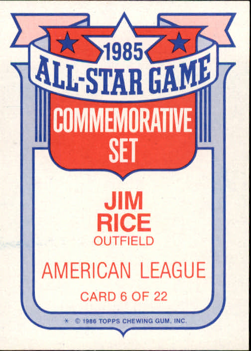 1986 Topps Glossy All-Stars #6 Jim Rice back image